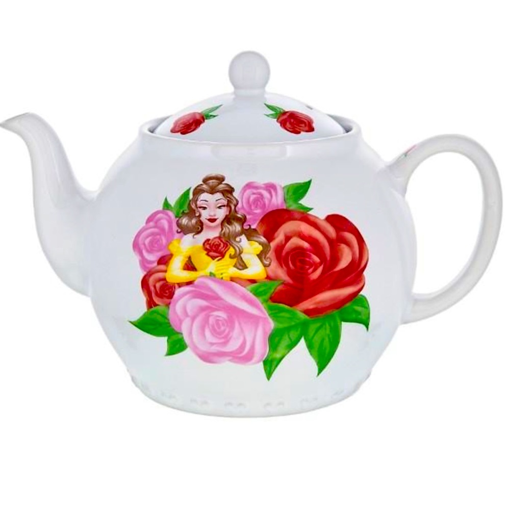 Authentic Disney Parks Belle Floral Ceramic Teapot